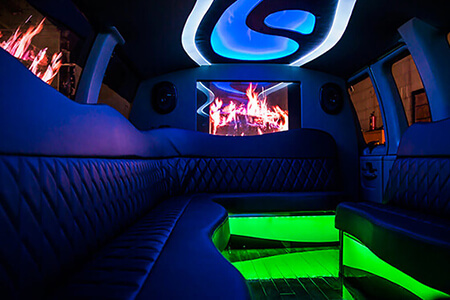 party van with neon lights
