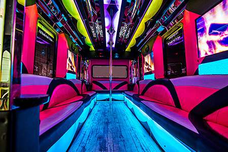 pink party bus to the super bowl
